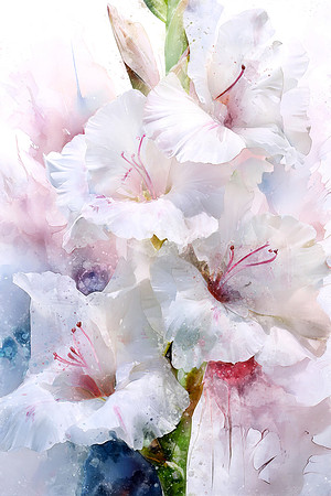 White Gladiolus - Digital Watercolour