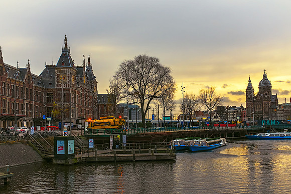 Centraal Station and St. Nicholas Church Amsterdam