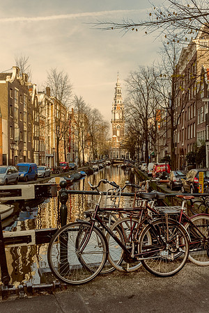 Bicycles and Zuiderkerk Amsterdam